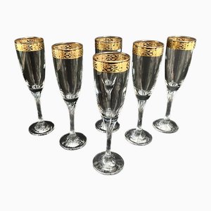 Crystal Champagne Glasses, 1970s, Set of 6