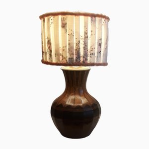 Lámpara de mesa vintage con base de roble chapado de Lamplove, años 70