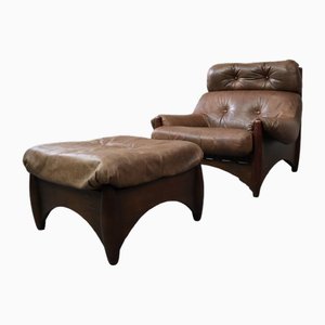 Set of Ranger Lounge Chair with Ottoman by Erik Deforce for Gervan Belgium, 1970