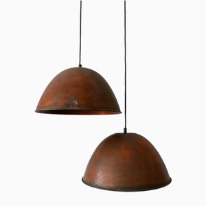Mid-Century Modern Copper Pendant Lamps, 1950s, Set of 2