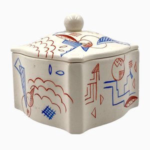 Vintage German Futurist Ceramic Box, 1930s