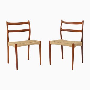 Set of Teak Dining Chairs with Papercord Seats by Søren Ladefoged, 1960s