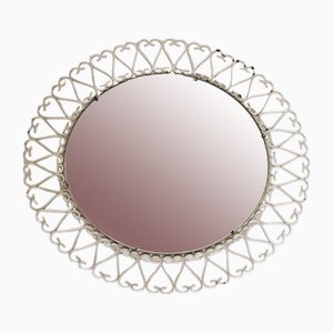 Specchio a forma di cuore bianco, anni '50