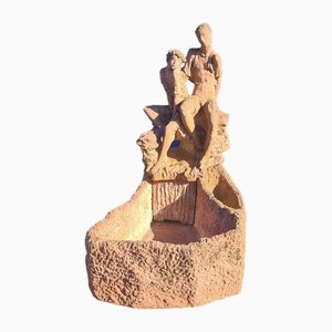 Estatua de jardín de terracota y cascada de Gibo. Juego de 2