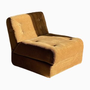 Vintage Brown Velvet Lounge Chair, 1970s