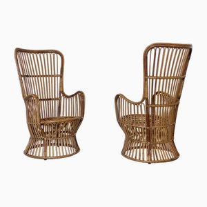 Vintage Bamboo Armchairs, Set of 2