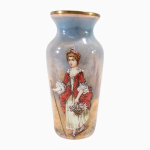 Antique French Enamel on Copper Vase, 1890s
