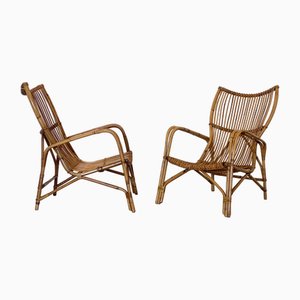 Set of Bamboo and Rush Armchairs, 1970s