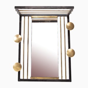 Vintage French Wall Rack with Mirror, 1950