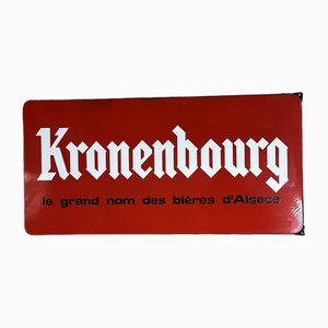 Placa publicitaria Kronembourg vintage esmaltada, años 60