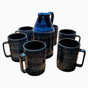 Set di tazze e brocca Bitossi di Bitossi, anni '60, set di 7