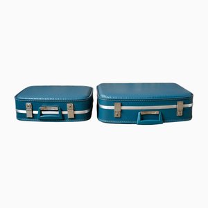 Vintage Bohemian Blue Suitcases, 1950s, Set of 2