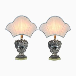 Silvered Copper Table Lamps with Fans, 1970s, Set of 2