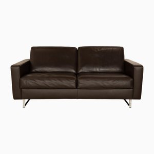 Leather Two-Seater Brown Sofabed from Christine Kröncke