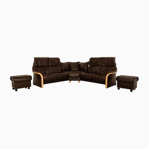 Eldorado Leather Sofa Set in Brown from Stressless, Set of 3