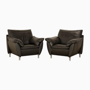 5600 Leather Armchair Set in Anthracite Dark Grey from Rolf Benz, Set of 2