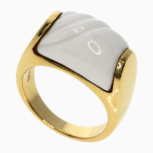 Tronchetto White Ceramic Ring in 18k Yellow Gold from Bvlgari