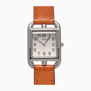Leather Watch with Quartz White Dial from Hermes