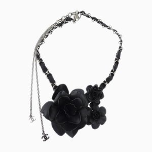 Camellia Chain Pendant Necklace in Black from Chanel