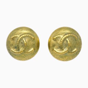 Gold Button Clip-on Earrings from Chanel, Set of 2