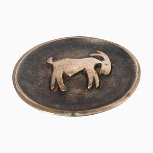 Bronze Ashtray with Horse Pattern Yellow Color Patina, 1960s