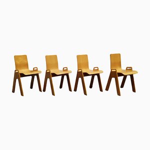Plywood Stackables Chairs by Gigi Sabadin, Italy, 1970s, Set of 4