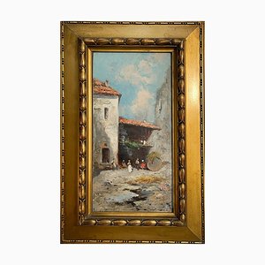 Ricciardi, Country Houses, Late 19th Century, Oil Painting on Wood