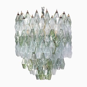 Mid-Century Green and Clear Poliedri Chandelier, 1960