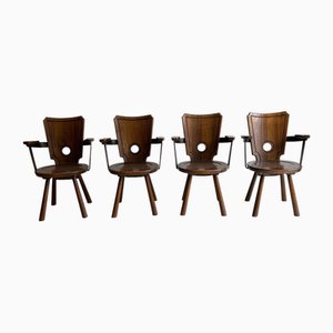 French Brutalist Armchairs, Set of 4