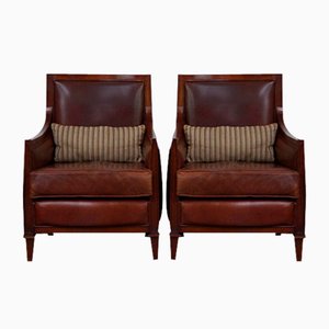 Art Deco Sheep Leather Armchairs, Set of 2