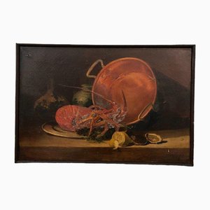 Natura morta con astice, inizio XX secolo, olio su tela
