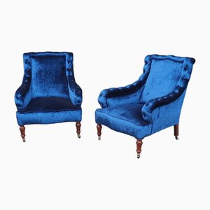 Victorian Upholstered Armchairs, Set of 2