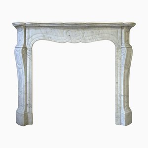 Louis XV French Pompadour Marble Fireplace Mantel, 1880s