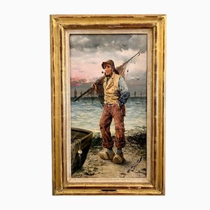 Frederick Reginald Donat, Pêcheur, Oil on Wood, Framed