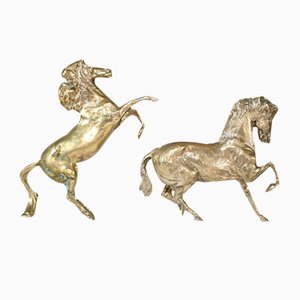Cavalli in ottone, metà del XX secolo, set di 2
