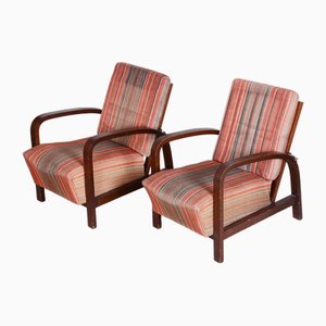 Set of Art Deco Armchairs in Oak, Czech, 1930s