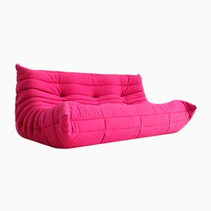 Togo Three-Seater Sofa in Pink Wool Fabric by Michel Ducaroy for Ligne Roset, 2007