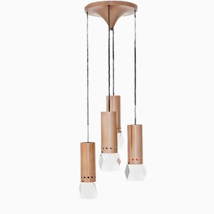 4-Pendant Chandelier with Perspex Diffusers by Gaetano Missaglia, 1960s
