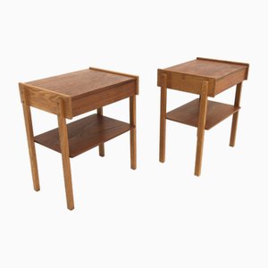 Teak and Oak Bedside Tables, Sweden, 1960s, Set of 2