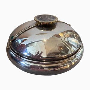 Modernist Italian Silver Plated Round Box, 1980s