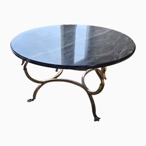 Round Brass and Marble Coffee Table, 1970s