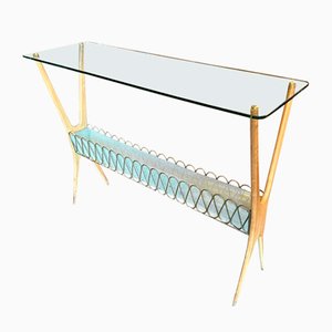 Mid-Century Modern Italian Wood and Glass Console attributed to Cesare Lacca, 1950s