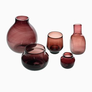 Vases with Purple Nuances by Claude Morin, 1980s, Set of 5
