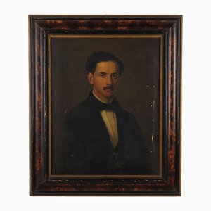 Retrato masculino, óleo sobre lienzo, siglo XX, enmarcado