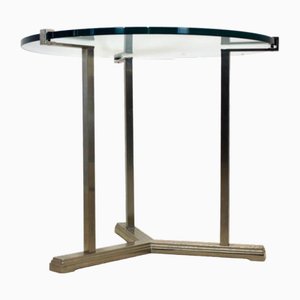 Brass and Glass Round Side Table attributed to Peter Ghyczy, 1970s