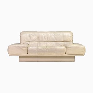 2-Seater Sofa in Ivory Leather from Rolf Benz, Germany, 1980s