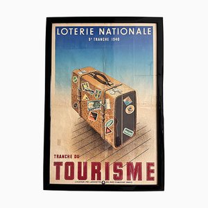 Póster original Loterie Nationale 9E Tranche del artista Derouet Lesacq, años 40