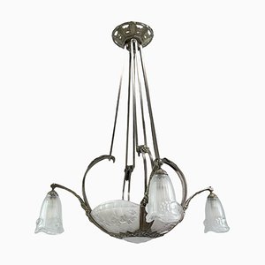Art Deco Chandelier Hanging Lamp attributed to P. Gilles, France, 1920s