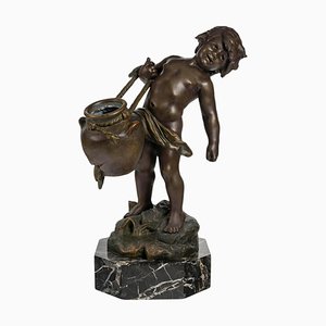 Early 20th Century Regule Sculpture with Marble Base attributed to Auguste Moreau