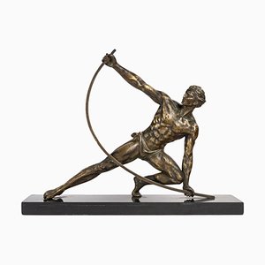 Early 20th Century Bronze Sculpture of Heracles with Marble Base